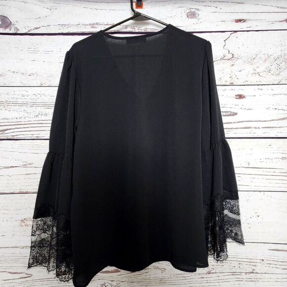 Nine West  Black Long Sleeve Blouse Large NWT - Picture 2 of 4